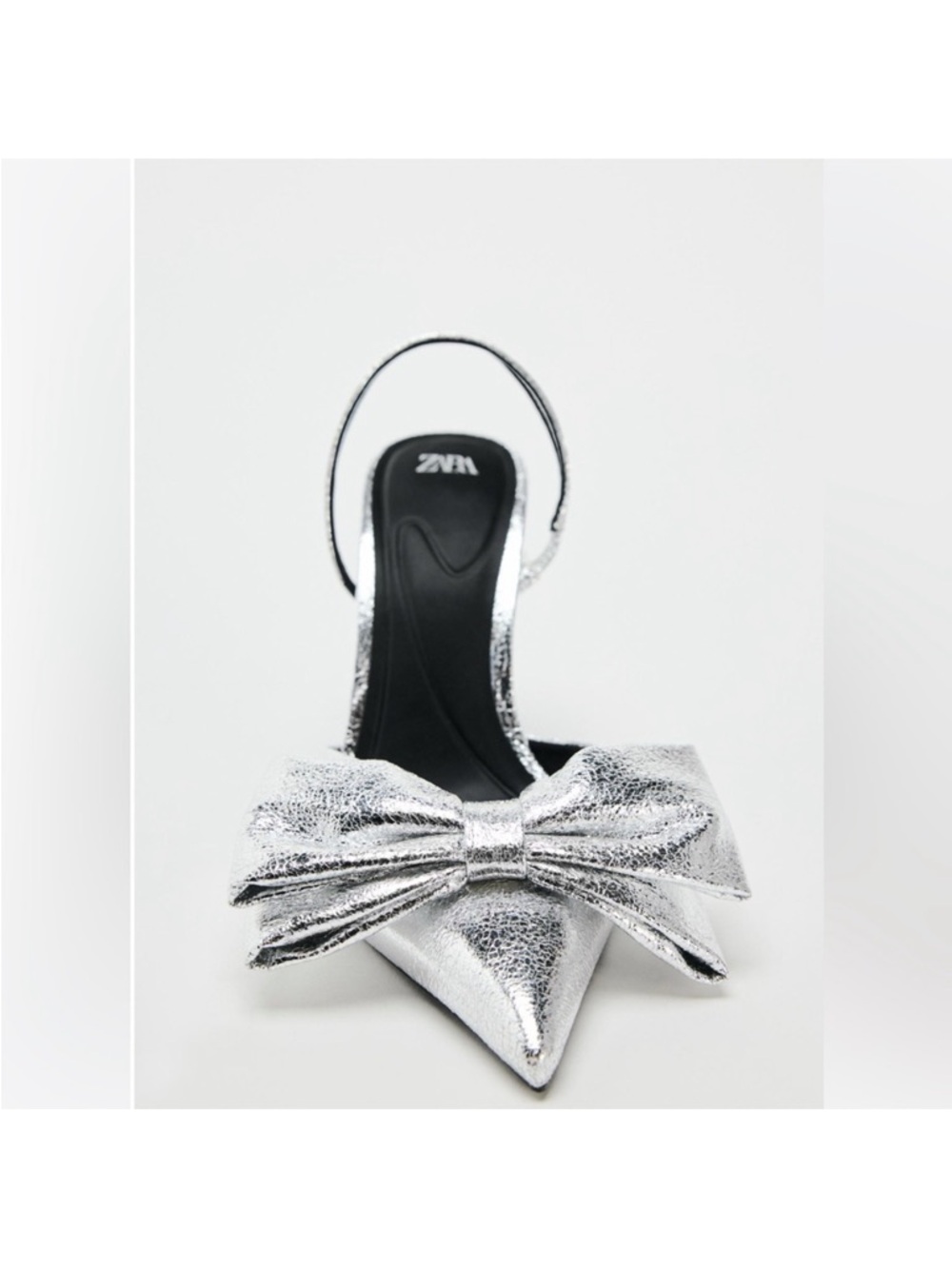 ZARA METALLIC BOW TRIM SLINGBACKS